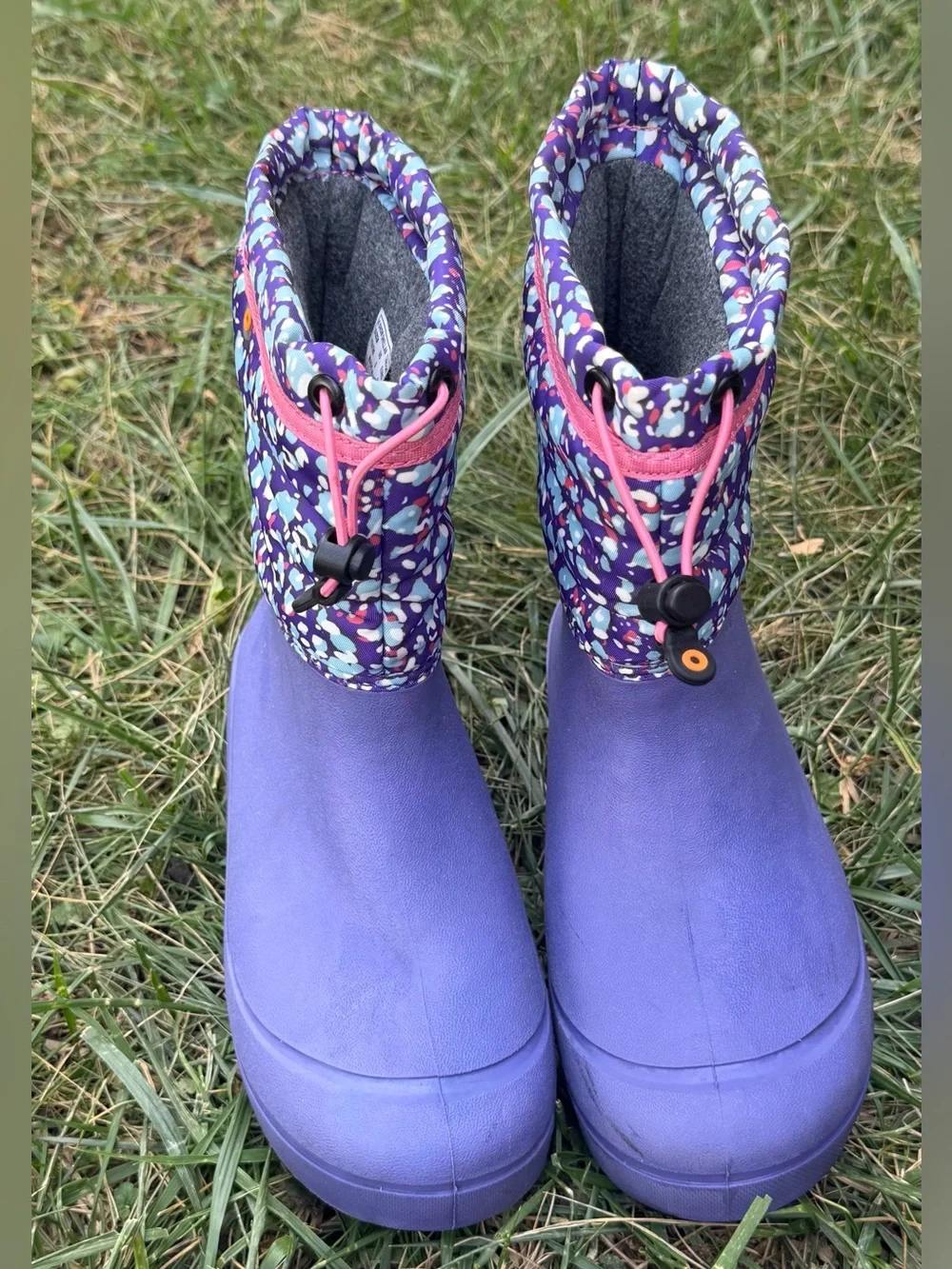 Bogs Kids Purple Winter Boots with Patterned Cuff